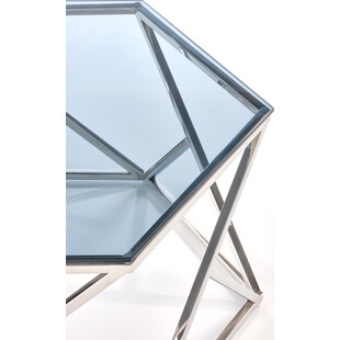 Stolik szklany glamour Cristina 80x70cm szkło dymione / srebrny Halmar