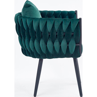 Fotel welurowy z poduszką Avatar ciemny zielony / czarny Halmar