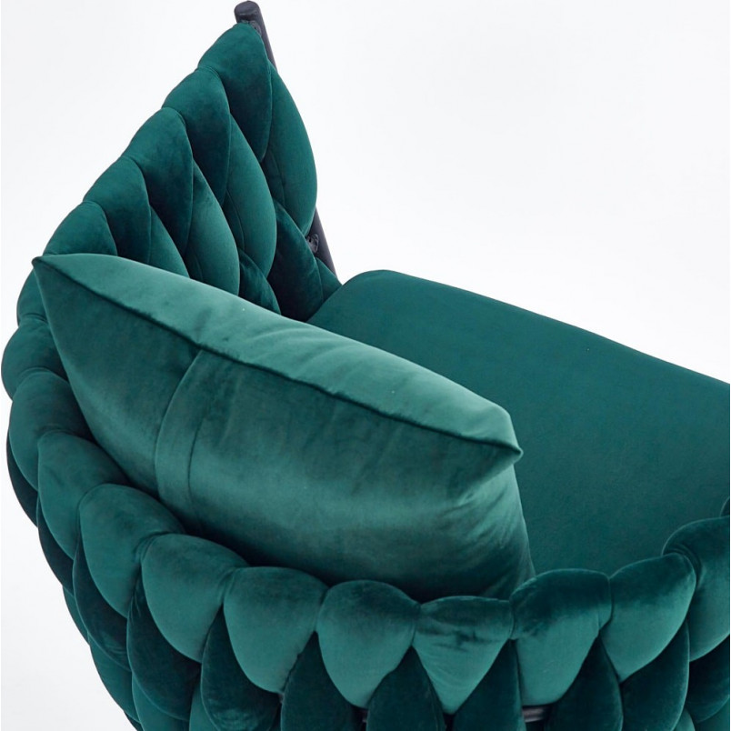 Fotel welurowy z poduszką Avatar ciemny zielony / czarny Halmar