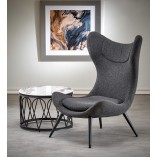 Fotel designerski tapicerowany Atlantis antracytowy / czarny Halmar