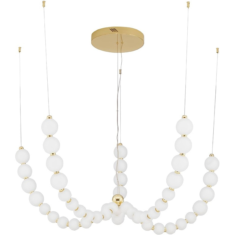 Lampa wisząca szklane kule glamour Moti LED 118cm biały opal / złoty