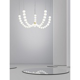 Lampa wisząca szklane kule glamour Moti LED 118cm biały opal / złoty
