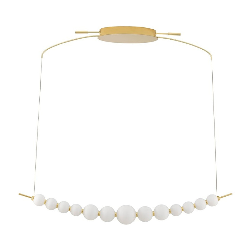 Lampa wisząca szklane kule glamour Moti LED 107cm biały opal / złoty