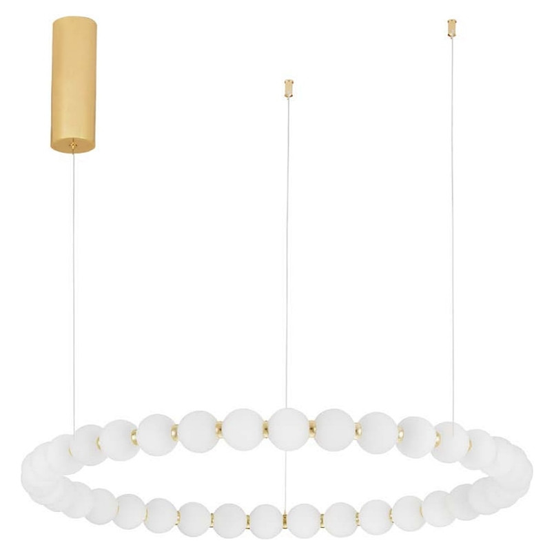 Lampa wisząca szklane kule glamour Moti LED 80cm biały opal / złoty
