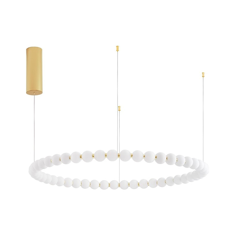 Lampa wisząca szklane kule glamour Moti LED 104cm biały opal / złoty