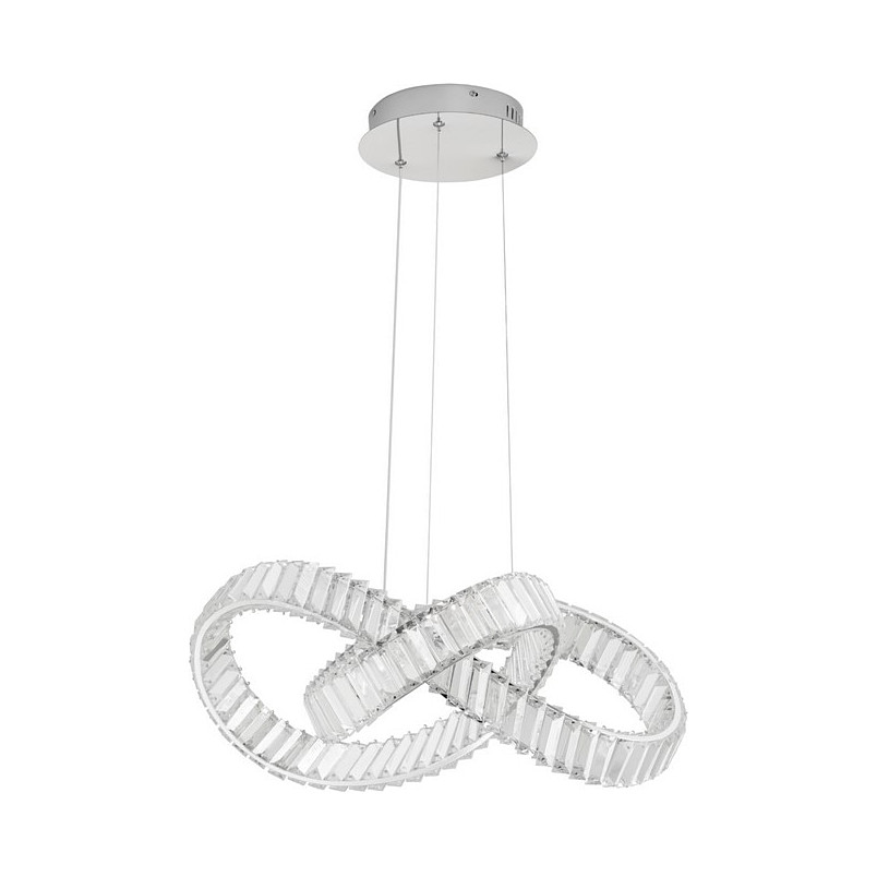 Lampa wisząca kryształowa glamour Fiore LED 60cm przeźroczysty / chrom
