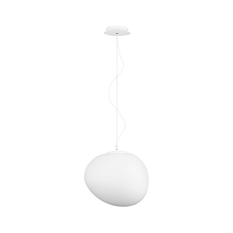 Lampa wisząca szklana designerska Sasso 31,5cm biała