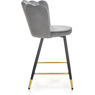 Krzesło barowe welurowe "muszelka" H106 67cm popielate Halmar