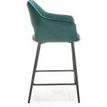 Krzesło barowe welurowe z podłokietnikami H107 65cm ciemny zielony Halmar