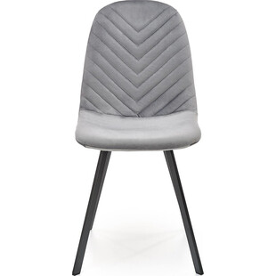 Krzesło welurowe z pikowanym oparciem K462 szare Halmar