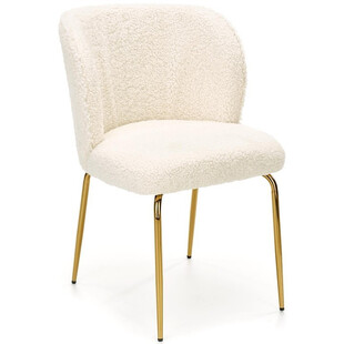 Krzesło bouclé ze złotymi nogami K474 kremowe