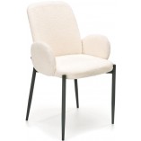 Krzesło tapicerowane bouclé z podłokietnikami K477 kremowe Halmar
