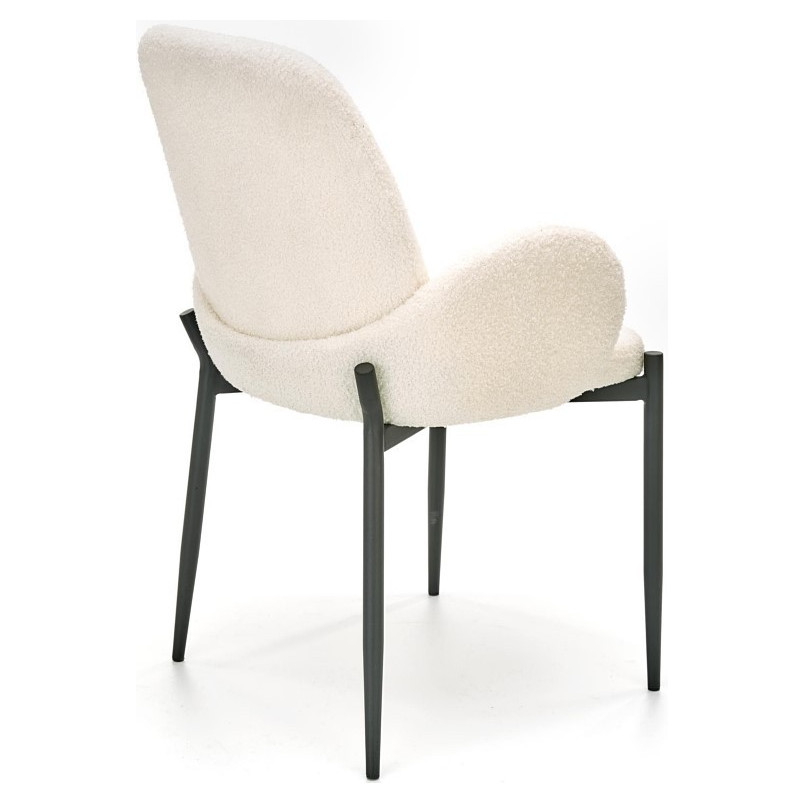 Krzesło tapicerowane bouclé z podłokietnikami K477 kremowe Halmar