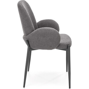 Krzesło tapicerowane bouclé z podłokietnikami K477 szare Halmar