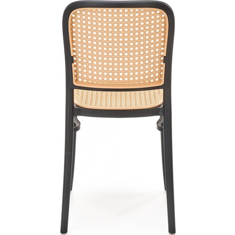 Krzesło z tworzywa boho K483 naturalny / czarny Halmar