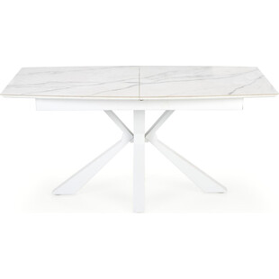 Stół rozkładany glamour Vivaldi 160x89cm biały marmur / biały Halmar
