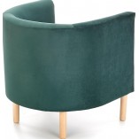 Fotel welurowy na drewnianych nogach Clubby II ciemny zielony / naturalny Halmar