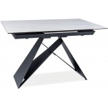 Stół rozkładany nowoczesny Westin SG 120x80cm biały marmur / czarny mat Signal