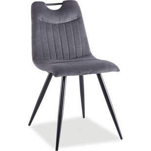 Krzesło tapicerowane sztruksowe Orfe szary / czarny Signal
