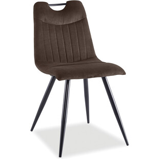 Krzesło tapicerowane sztruksowe Orfe brązowy / czarny Signal