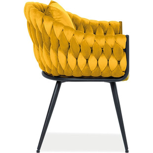 Krzesło welurowe z poduszką Nuvo Velvet curry / czarny Signal
