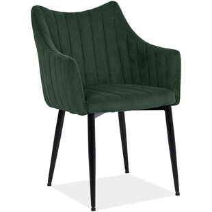 Krzesło sztruksowe z podłokietnikami Monte zielony / czarny Signal