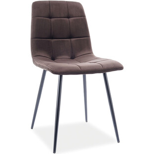 Krzesło welurowe pikowane Mila Velvet brązowe Signal