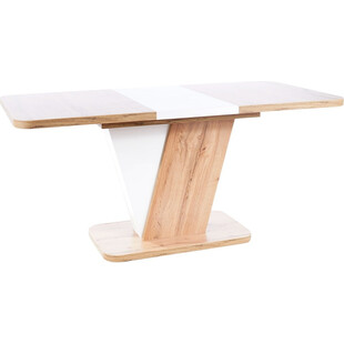 Stół rozkładany na jednej nodze Crocus 120-160x80cm dąb wotan / biały Signal