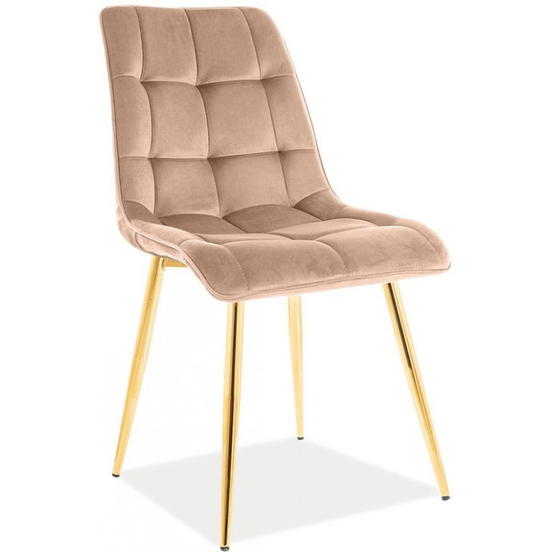 Krzesło na złotych nogach Chic Velvet beżowe