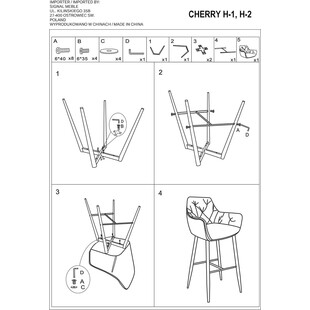 Krzesło barowe welurowe pikowane Cherry Velvet 66cm szare Signal
