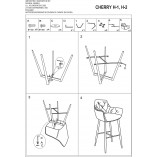 Krzesło barowe welurowe pikowane Cherry Velvet 66cm szare Signal
