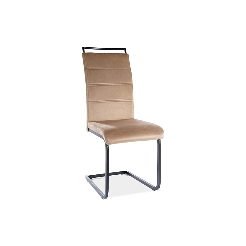 Krzesło welurowe na płozach H441 beżowy / czarny