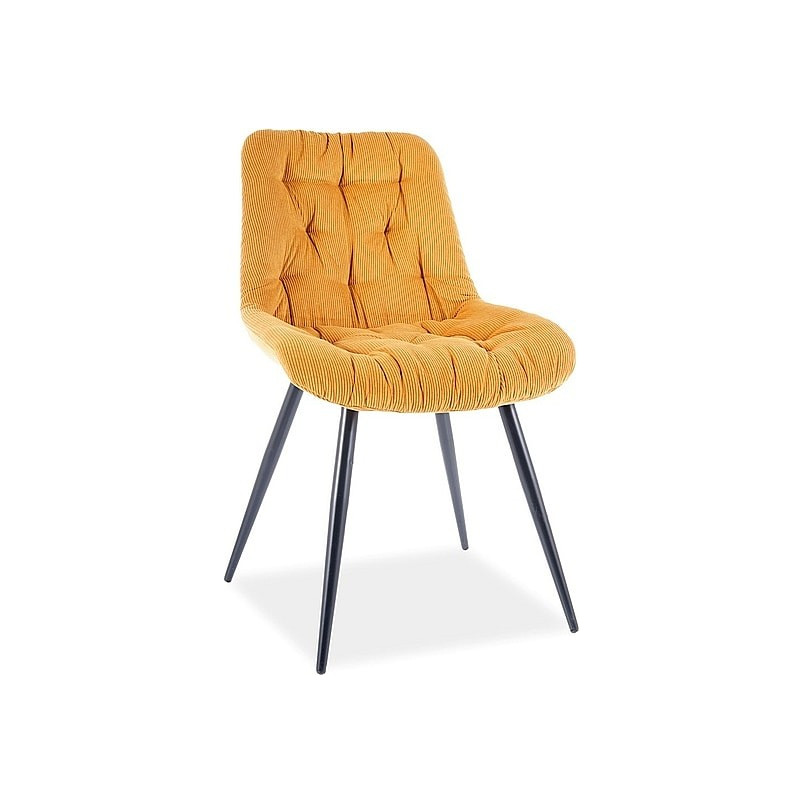 Krzesło sztruksowe pikowane Praga curry / czarny Signal