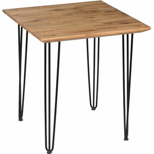 Stół drewniany kwadratowy Iron Oak Rustik 70x70cm dębowo-czarny Moon Wood
