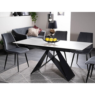 Stół rozkładany nowoczesny Westin SG 120x80cm biały marmur / czarny mat Signal