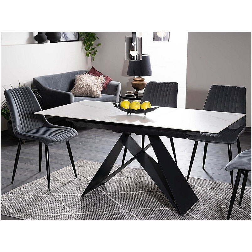 Stół rozkładany nowoczesny Westin SG 120x80cm biały marmur / czarny mat Signal
