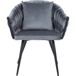 Krzesło welurowe z poduszką Nuvo Velvet szary / czarny Signal