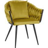 Krzesło welurowe z poduszką Nuvo Velvet curry / czarny Signal