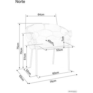 Krzesło welurowe fotelowe Norte szary / czarny Signal