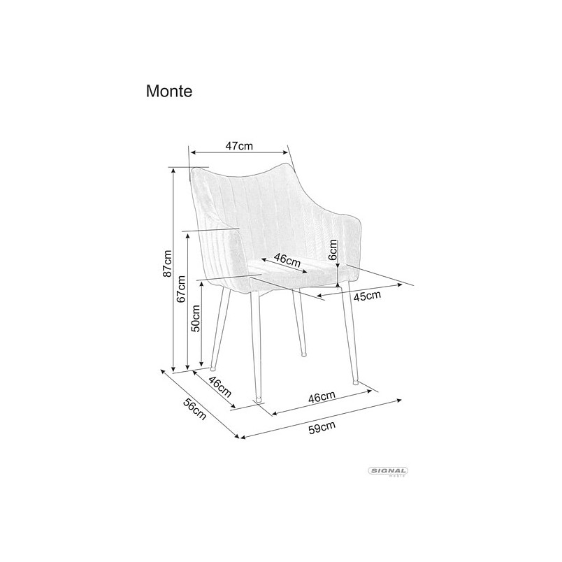 Krzesło sztruksowe z podłokietnikami Monte kremowy / czarny Signal