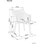 Krzesło sztruksowe z podłokietnikami Monte kremowy / czarny Signal