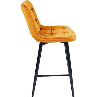 Krzesło barowe welurowe pikowane Chic Velvet 60cm curry Signal