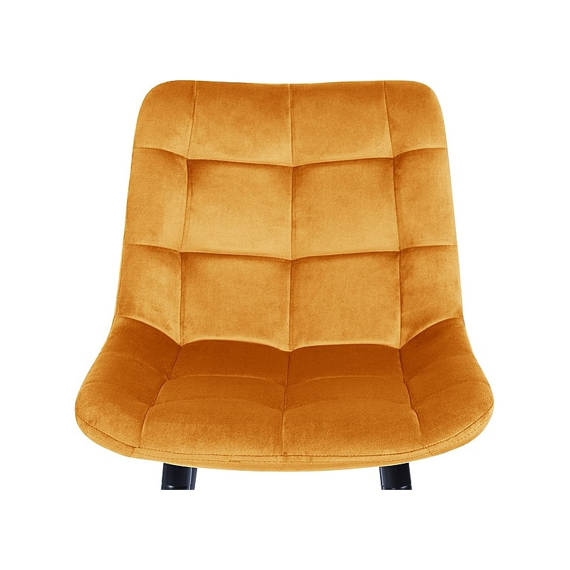 Krzesło barowe welurowe pikowane Chic Velvet 60cm curry Signal