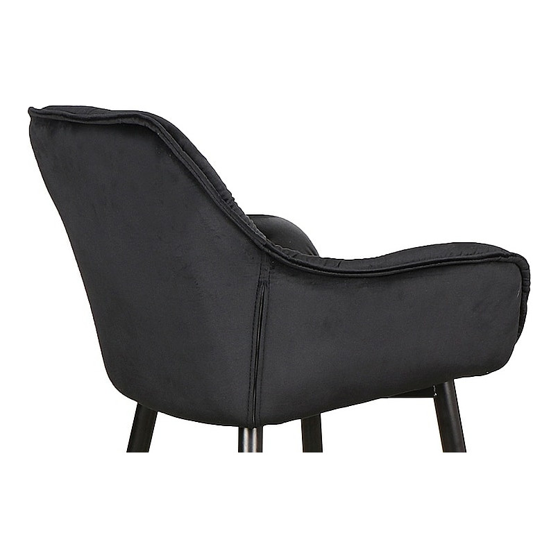 Krzesło barowe welurowe pikowane Cherry Velvet 60cm czarne Signal