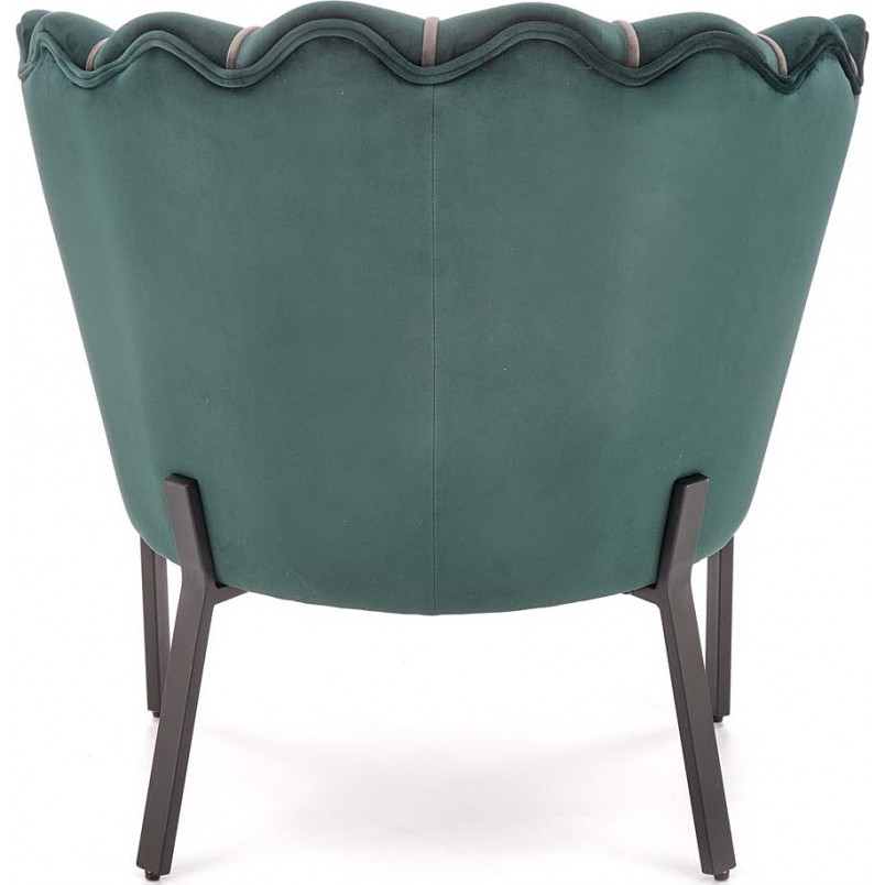Fotel welurowy "muszelka" Angelo ciemny zielony / czarny Halmar