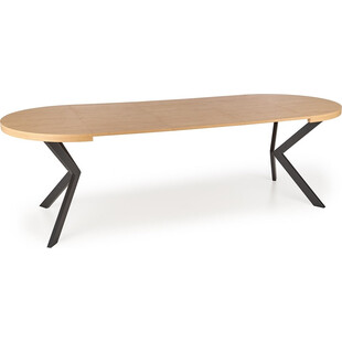 Stół okrągły rozkładany loft Peroni 100cm dąb złoty / czarny Halmar