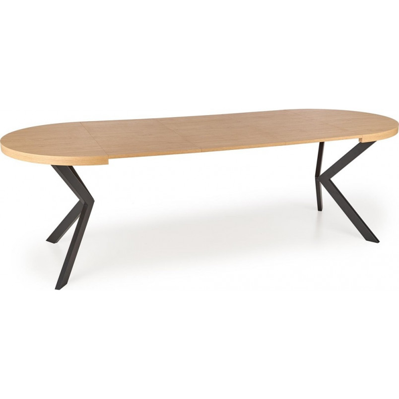 Stół okrągły rozkładany loft Peroni 100cm dąb złoty / czarny Halmar