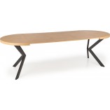 Stół okrągły rozkładany loft Peroni 100cm dąb złoty / czarny Halmar