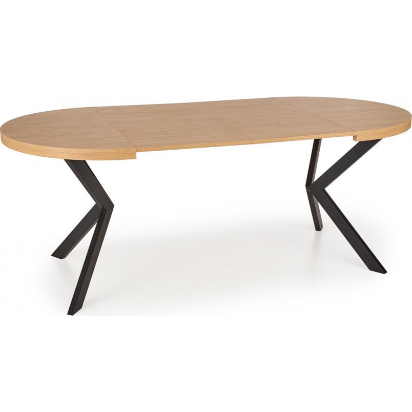 Stół okrągły rozkładany loft Peroni 100cm dąb złoty / czarny Halmar