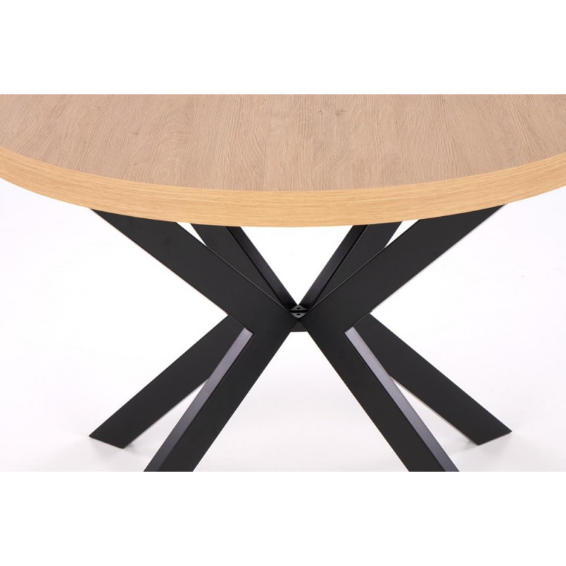 Stół okrągły rozkładany loft Peroni 100cm dąb złoty / czarny Halmar